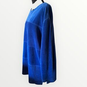 Bechamel Royal Blue Velour Ribbed Tunic Top Womens Size 1X